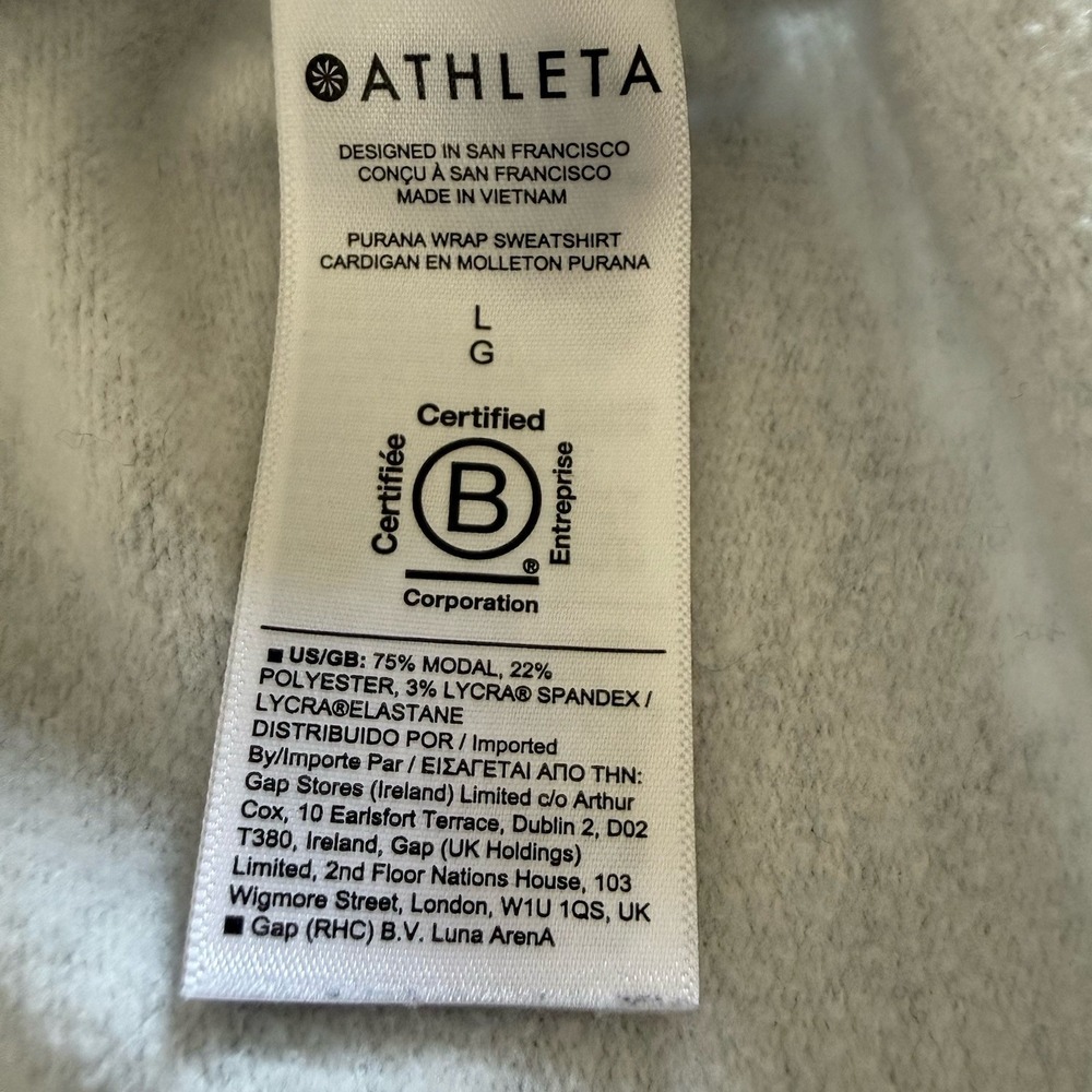 Athleta Hoodie Womens Large Gray Wrap Front Cowl Neck Lightweight Modal Knit - Picture 8 of 13